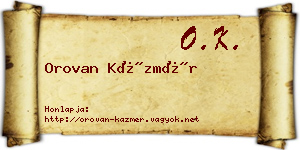 Orovan Kázmér névjegykártya